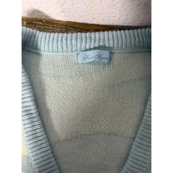 KokoKuma Blue Cow Print Cardigan L Coquette Soft Girl Y2K Kawaii Cottagecore - Picture 9 of 10